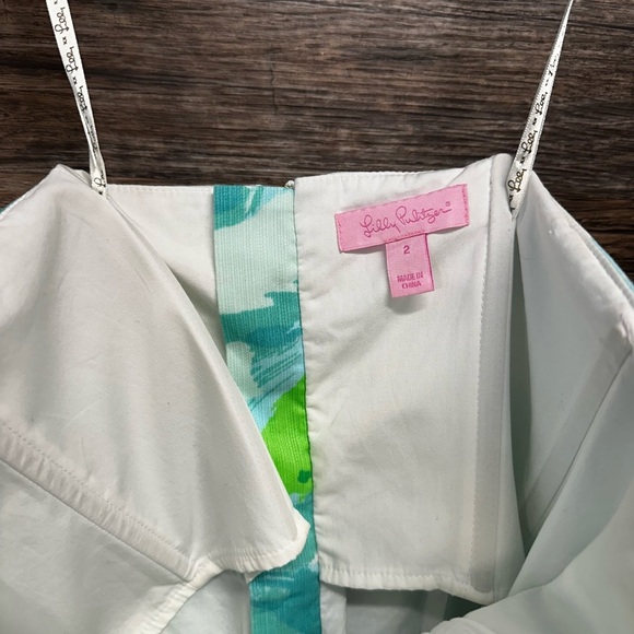 Lilly Pulitzer White Turquoise Green Lace Strapless Sundress - Picture 4 of 13
